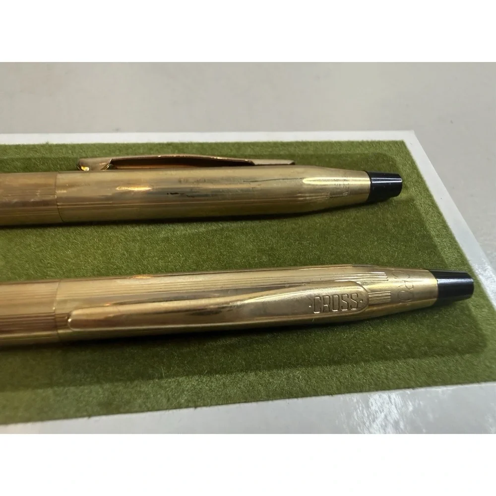 Vintage Cross Classic Century 12K Gold Filled Pen Pencil Set Boxed Paperwork USA